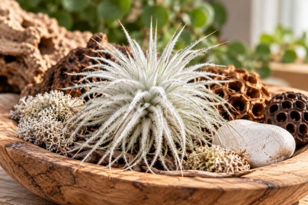 Tillandsia tectorum – seltene weiße Luftpflanze ca. 10–12 cm – stark behaarte Tillandsie – pflegeleichte Air Plant ohne Erde – für Deko, Holz & Terrarium – inkl. Pflegeanleitung