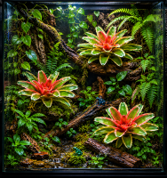 Neoregelia madame van durme 24–30 cm, ungetopft, – Bromelie für Dendrobaten & Pfeilgiftfrösche – epiphytische Terrarienpflanze ohne Erde – tropische Regenwaldpflanze für Feuchtraumterrarium