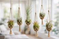 OmniPlants – Tillandsien 5er-Mix mit EXTRA T. fuchsii var gracilis, luftreinigende Air Plants, pflegeleicht, natürliche Deko, Gärtnereizucht