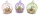 3 hängende Glaskugelvasen Durchmesser 8 cm (grün, lila, pink)